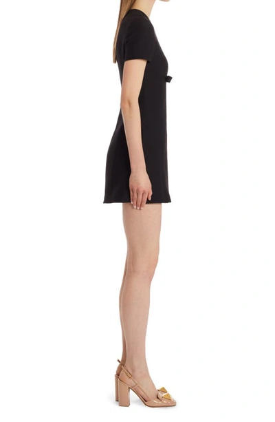 Shop Valentino Bow Detail Crepe Couture Shift Dress In Nero