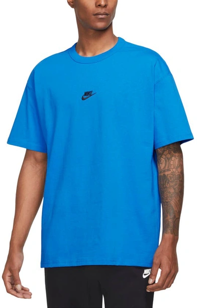 Shop Nike Premium Essential Cotton T-shirt In Lt Photo Blue/ Black