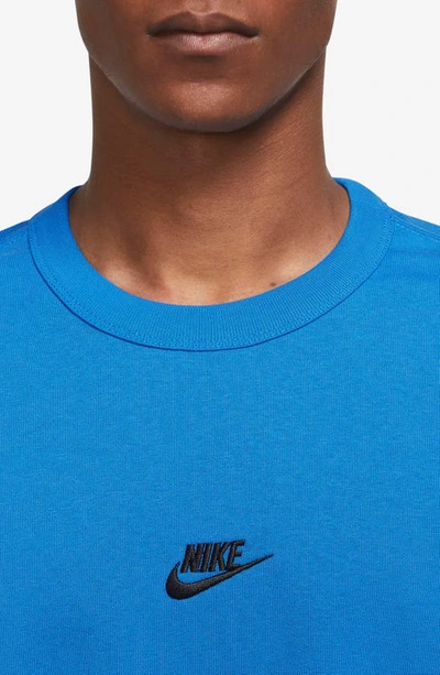 Shop Nike Premium Essential Cotton T-shirt In Lt Photo Blue/ Black