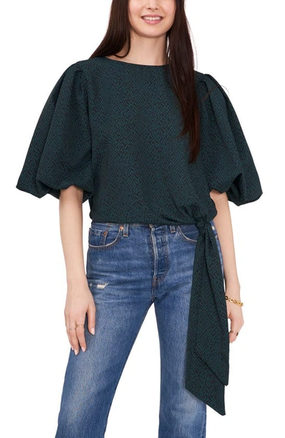 Shop Vince Camuto Bubble Sleeve Tie Front Top In Rich Spruce