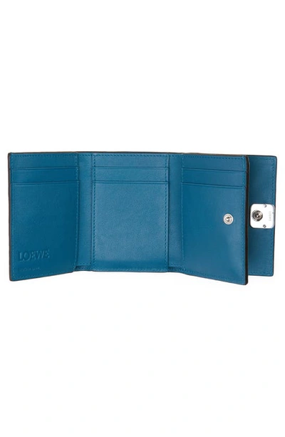 Shop Loewe Leather Trifold Wallet In Lagoon Blue