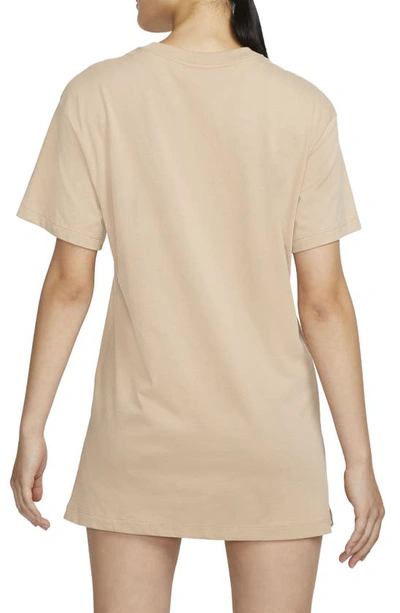 Shop Nike Sportswear Essential T-shirt Dress In Hemp/ White