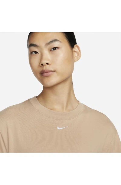 Shop Nike Sportswear Essential T-shirt Dress In Hemp/ White