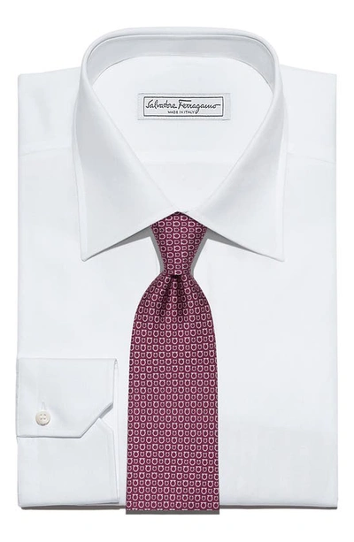 Shop Ferragamo Ivory Print Silk Tie In Berry/ Rosa