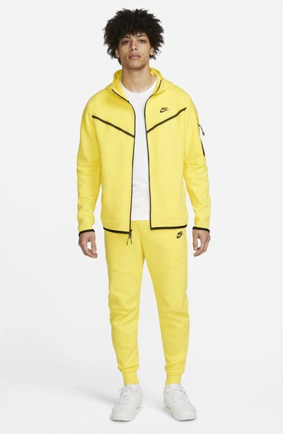 Shop Nike Sportswear Tech Fleece Zip Hoodie In Yellow Strike/ Black