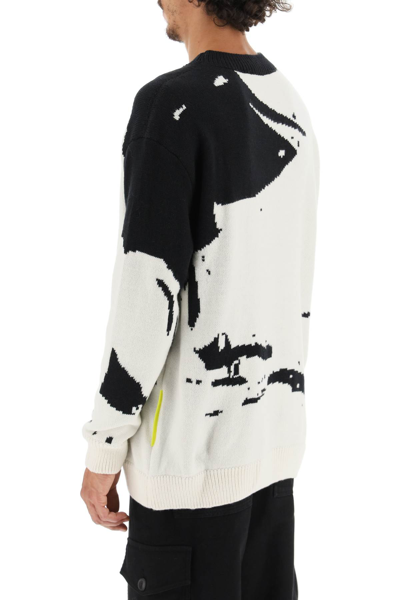 Shop Barrow Jacquard Wool Blend Sweater In White,black