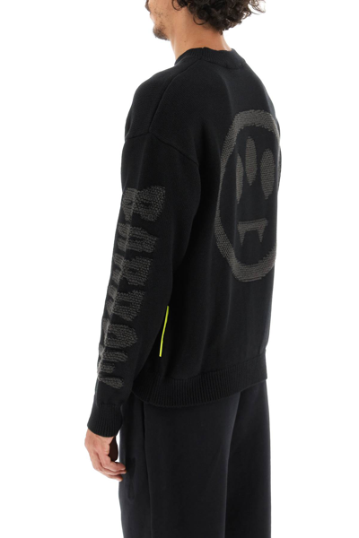 Shop Barrow Wool Blend Sweater With Jacquard Logo In Black