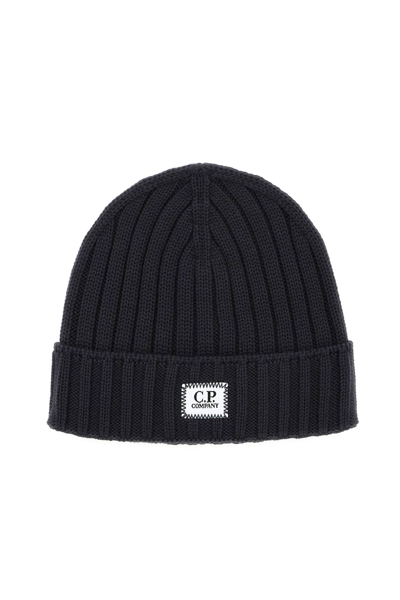 Shop C.p. Company Wool Beanie Hat In Grey