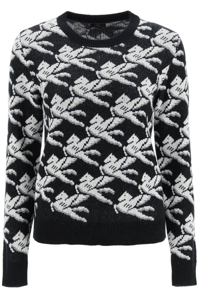 Shop Etro Pegaso-motif Wool And Cashmere Sweater