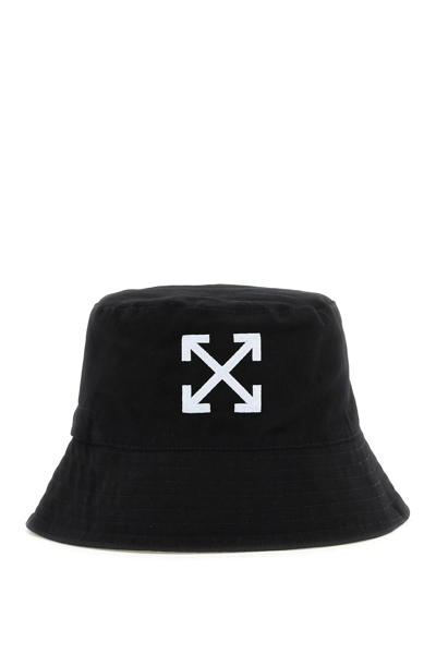 Shop Off-white 'arrows' Cotton Bucket Hat In Black