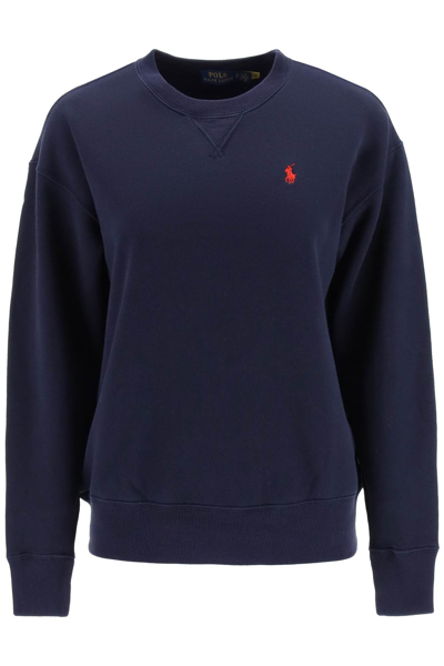 Shop Polo Ralph Lauren Sweatshirt With Embroidered Logo In Blue