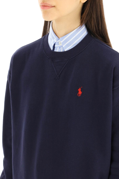 Shop Polo Ralph Lauren Sweatshirt With Embroidered Logo In Blue