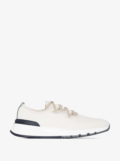 Shop Brunello Cucinelli Sneakers With Perforated Detail In White