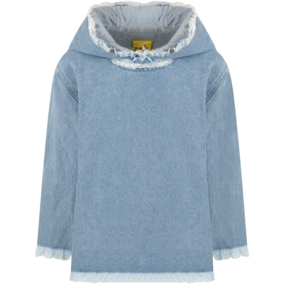Shop Marques' Almeida Light Blue Sweatshirt For Girl In Denim