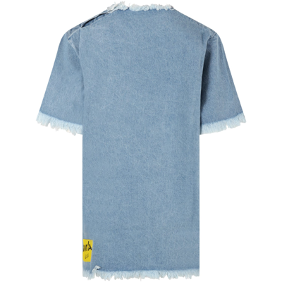 Shop Marques' Almeida Light Blue Dress For Girl In Denim