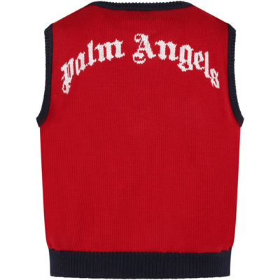Shop Palm Angels Red Vest For Boy With Logo
