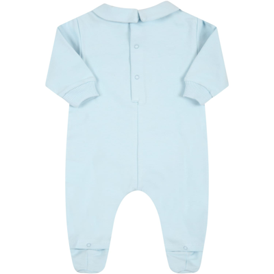 Shop Moschino Light-blue Babygrow For Baby Boy With Teddy Bear In Light Blue