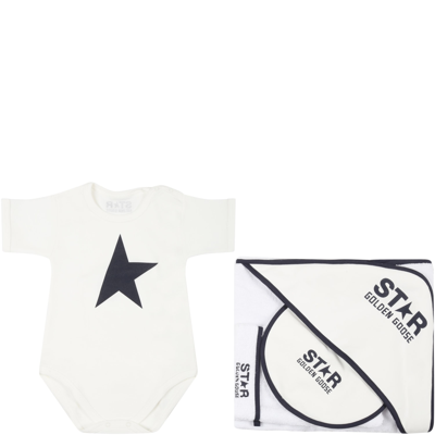 Shop Golden Goose White Set For Baby Kids With Logo