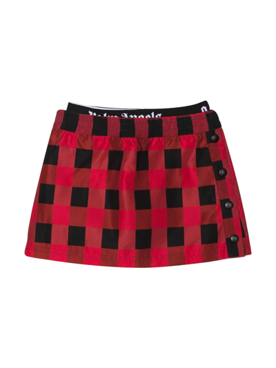 Shop Palm Angels Girl Checked Skirt In Rosso