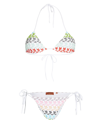 Shop Missoni Rainbow Knit Triangle Bikini Set In Multi