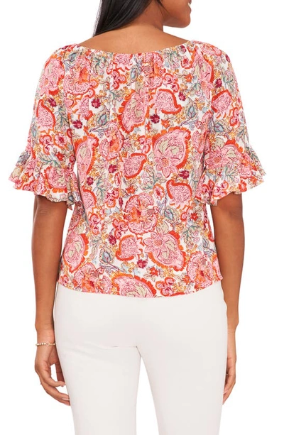 Shop Chaus Floral Off The Shoulder Top In Cream/ Red/ Multi