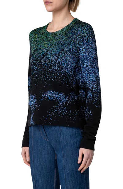 Shop Akris Punto Intarsia Butterfly Wool Blend Sweater In Multicolor