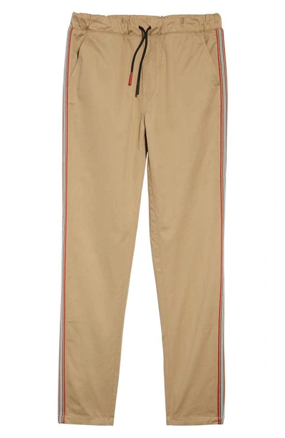 Shop Burberry Curran Icon Woven Pants In Honey