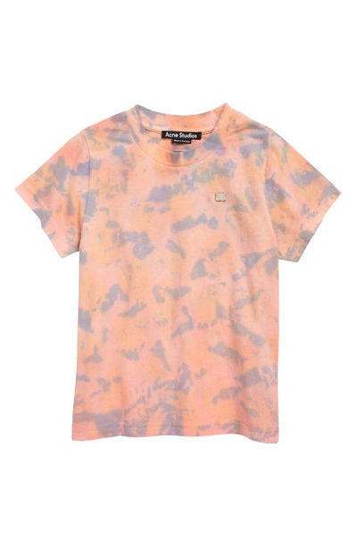 Shop Acne Studios Kids' Mini Cloud Print Nash Face Patch T-shirt In Peach Orange