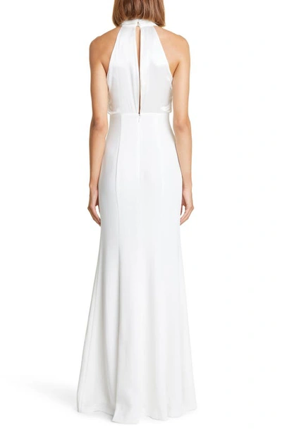 Shop Cinq À Sept Alexandra Halter Neck Gown In Ivory