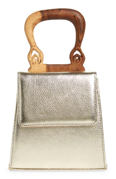 Shop Brother Vellies Nile Metallic Leather Top Handle Bag In Gold Nappa