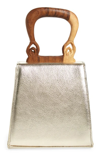 Shop Brother Vellies Nile Metallic Leather Top Handle Bag In Gold Nappa