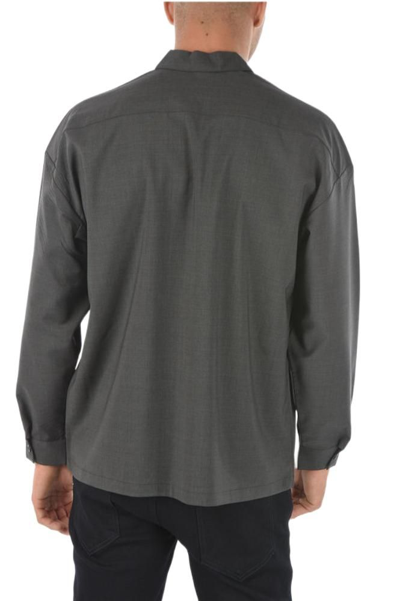 Shop Prada Men's Grey Wool Shirt