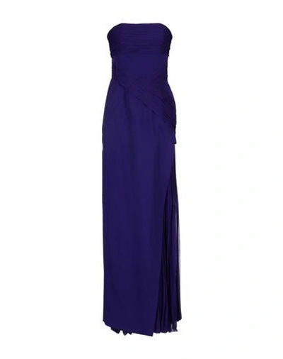 Shop J Mendel Long Dress In Dark Purple