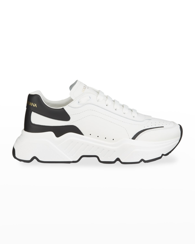 Shop Dolce & Gabbana Men's Day Master Two-tone Chunky Runner Sneakers In White/black
