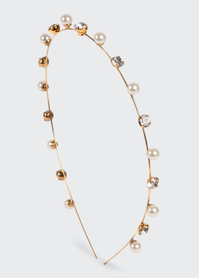 Shop Jennifer Behr Ines Skinny Headband In Pearl