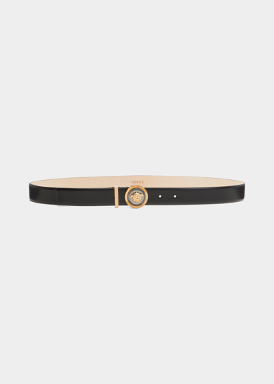 Shop Versace Biggie Medusa Belt In Black