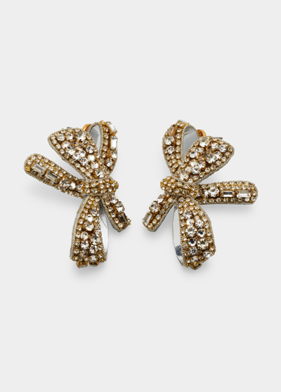 Shop Oscar De La Renta Crystal Bow Earrings