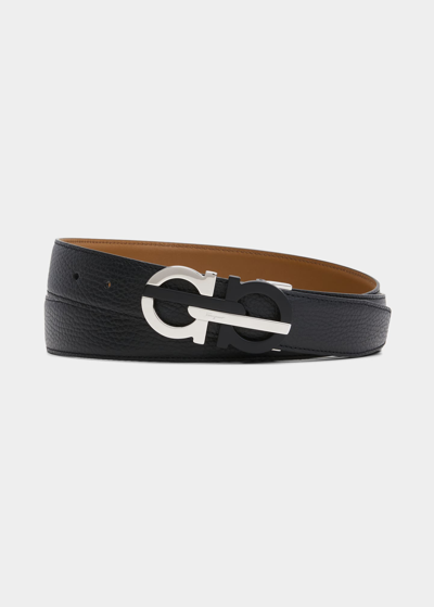 Salvatore Ferragamo Men's Two-tone Gancini Reversible Leather Belt 