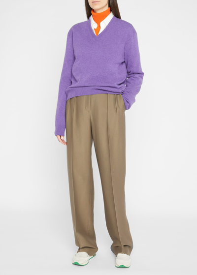 Shop The Row Kumamo V-neck Sweater In Purple Iris