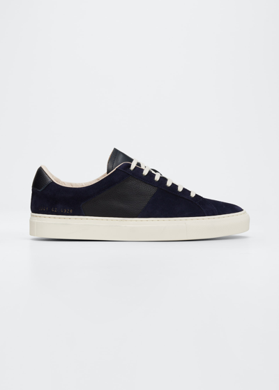 Shop Common Projects Men's Winter Achilles Leather-suede Low-top Sneakers In 4928 Navy