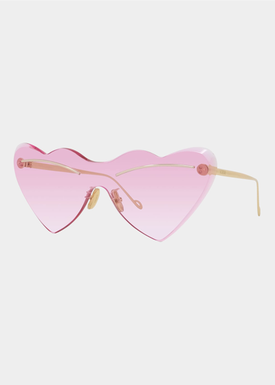 Shop Loewe Figurative Metal Heart-shaped Sunglasses In 30y Shiny Endura