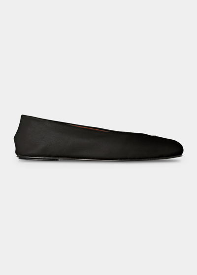 Shop The Row Eva Leather Ballerina Flats In Black