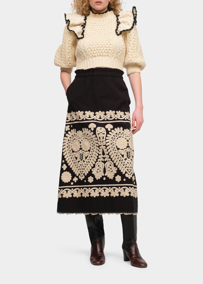Shop Sea Ferdi Wool Cropped Ruffle Sweater In Cream