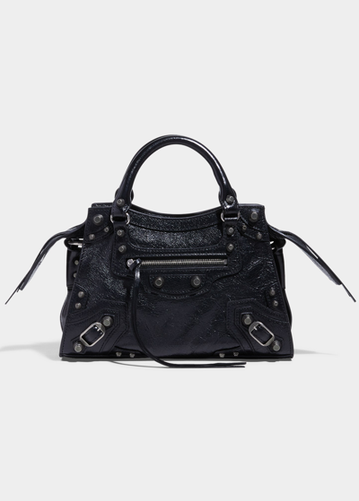 Shop Balenciaga Cagole Xs Leather Top-handle Bag In Black