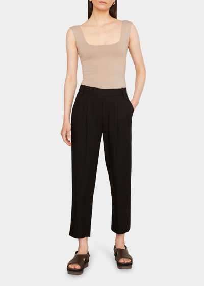 Shop Vince Pleated Drapey Pull-on Pants In Black