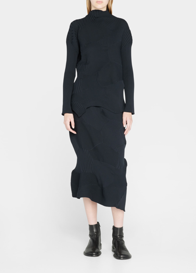 Shop Issey Miyake Kone Kone Pleated Midi Skirt In Black
