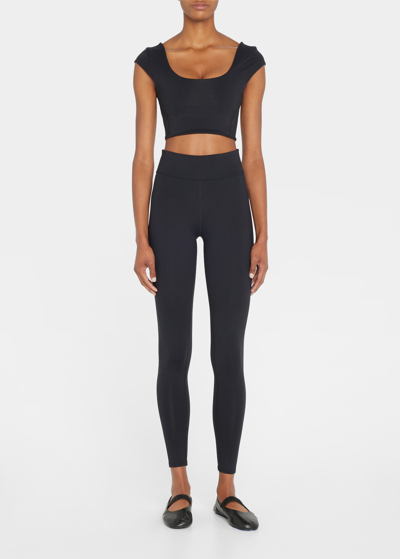 Shop Live The Process Jet Twisted Cap-sleeve Bra In Black