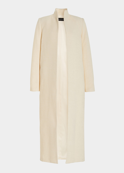 Shop Brandon Maxwell Heathered Jacquard Long Boxy Coat In Antique White