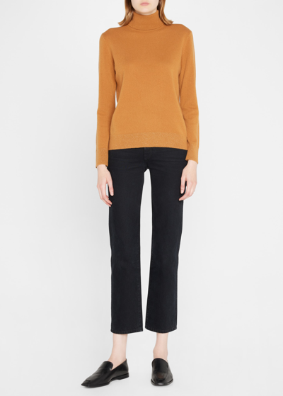 Shop Lafayette 148 Cashmere Turtleneck Sweater In Curry