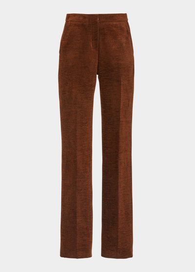 Shop Brandon Maxwell Heathered Tapered-leg Ankle Trousers In Caramel Cafe